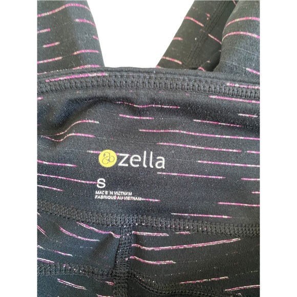 Zella live in pink cropped leggings mesh panels black horizontal stripes S small - Picture 7 of 9